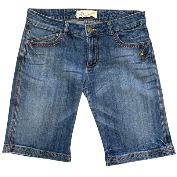 Vintage Farlow Jeans Low Rise Shorts Bermuda Style Embroidered Size 11 Juniors - Picture 1 of 12